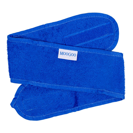 Blue MooGoo Terry Towelling Headband on a white background.