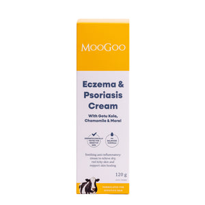 MooGoo Eczema & Psoriasis Cream packaging on a white background